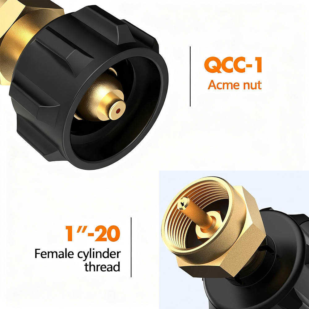 Home Cooking Gas - 1ポンドタンク用プロパン補充アダプター1個、プロパンアダプターは20ポンドから1ポンドまで充填、LPガスシリンダータンクは真鍮製
