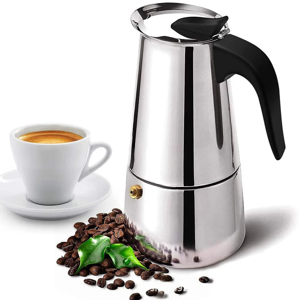 Home Cooking Appliances - プレミアムステンレス鋼モカコーヒーメーカー 2/4/6 カップイタリアエスプレッソポットコンロ家庭用キッチンフィルターコーヒーポット