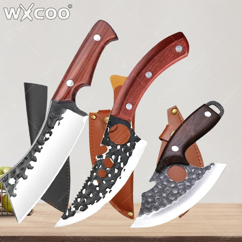 Wok Carbon Steel - WXCOO高炭素手鍛造肉切り包丁ステンレス鋼BBQ肉切りキッチンナイフ多機能調理シェフナイフ