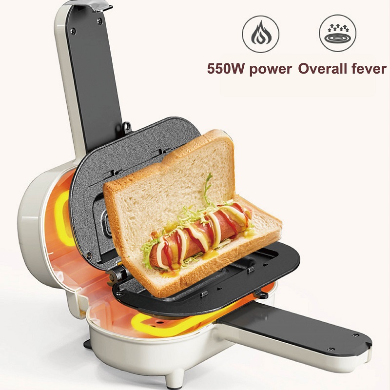 Home Cooking For Dogs - 550W電気サンドイッチメーカー ポータブル朝食メーカー 家庭用シングルスライストースト ホットドッグメーカー 両面加熱トースター