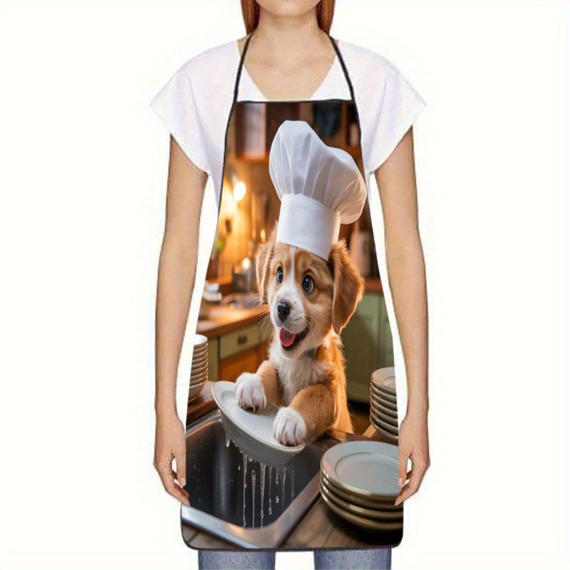 1枚のエプロンには愛らしい子犬のシェフハットと食器洗い犬のプ - Home Cooking For Dogs のレビューと価格