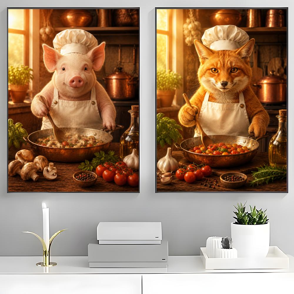 面白い動物シェフのキッチン、料理、ベーカリーのポスター、高精 - Home Cooking Definition のレビューと価格