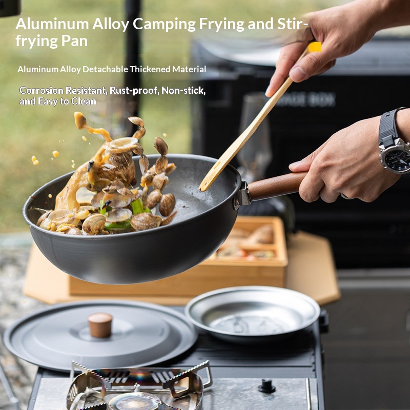 屋外用アルミ合金中華鍋、取り外し可能な木製ハンドル付き、キャ - Home Cooking In Chinese のレビューと価格