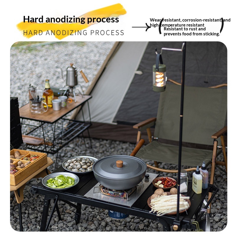 屋外用アルミ合金中華鍋、取り外し可能な木製ハンドル付き、キャ - Home Cooking In Chinese のレビューと価格