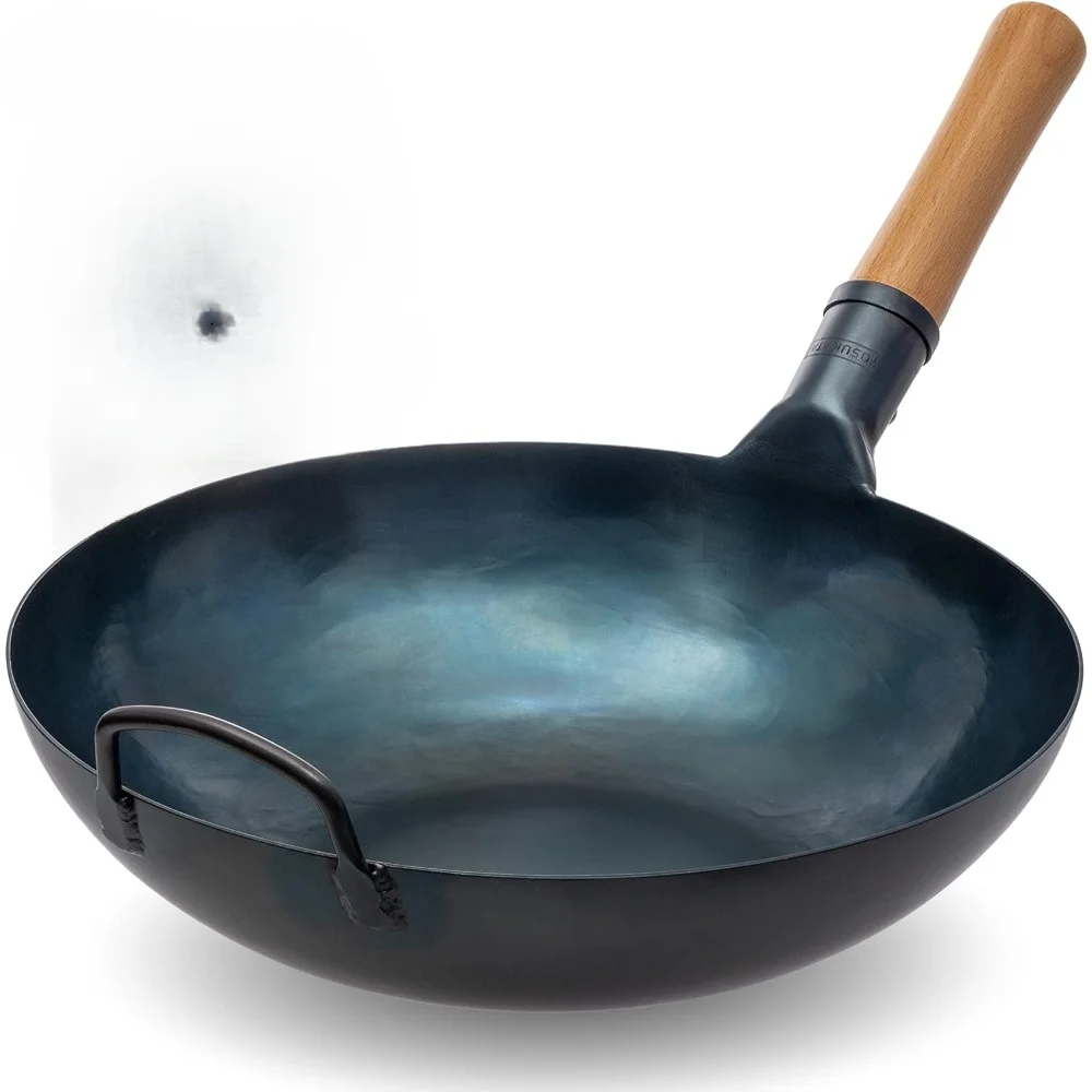 平底中華鍋 - 13.5インチ ブルーカーボンスチール中華鍋 - Wok Carbon Steel のレビューと価格